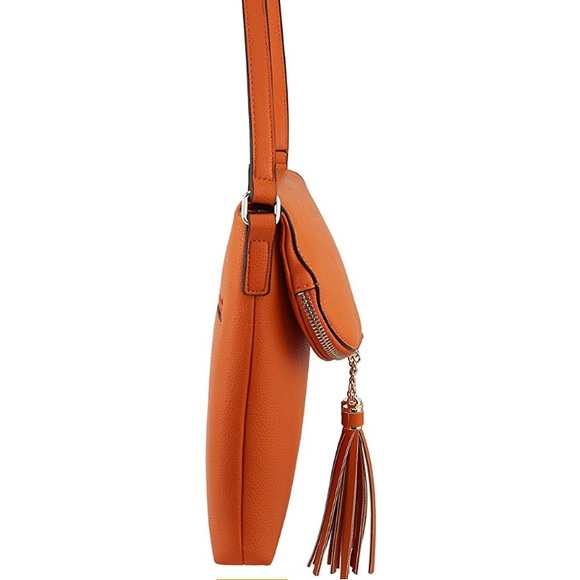 Vegan Medium Crossbody Handbag with Tassel - Picture 4 of 7